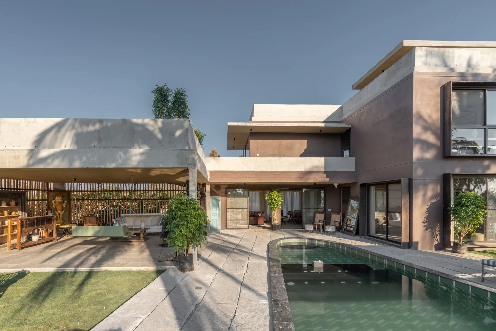 A Sanctuary residence with a landscaped courtyard and pool
