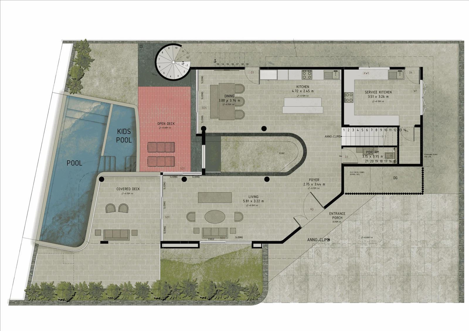 Ground Floor Plan — Villa Praana