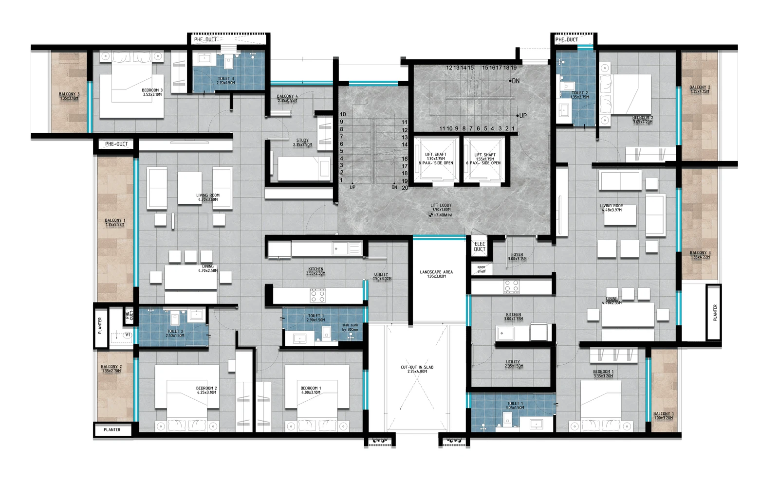 Upper Ground Floor Plan — Lake View Apartment